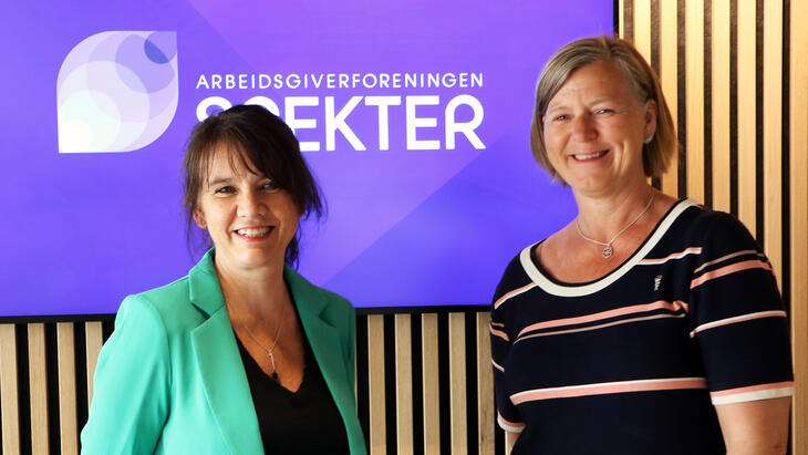 Fra v.: Administrerende direktør i Spekter, Anne-Kari Bratten og president i Den norske legeforening, Anne-Karin Rime.