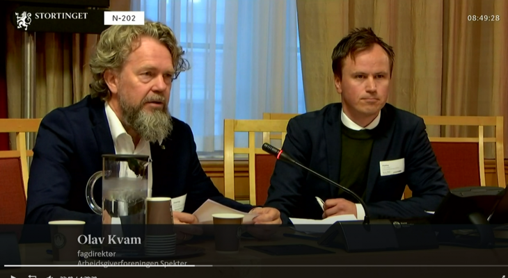 Høring Nett-TV Arbeids- og sosialkomiteen med Olav Kvam og Anders Vollen fra Spekter